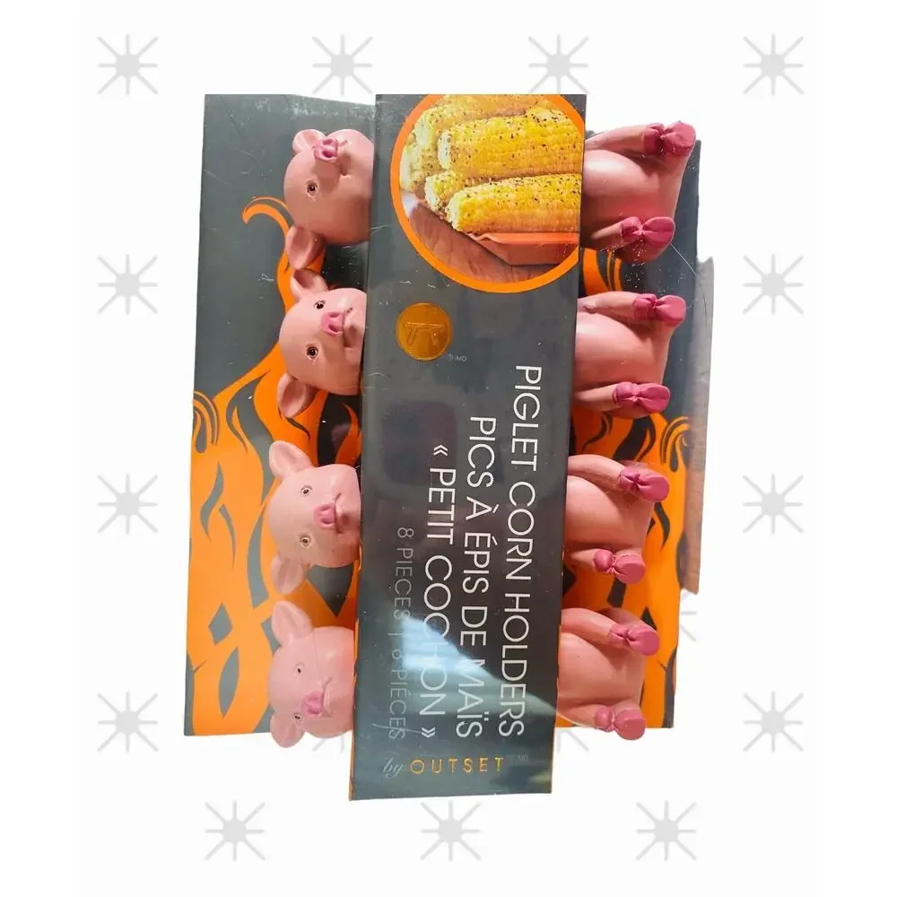 New Pig Piglet Corn on the Cob Holders Grill Summer BBQ Stainless Steel 8 Piece
